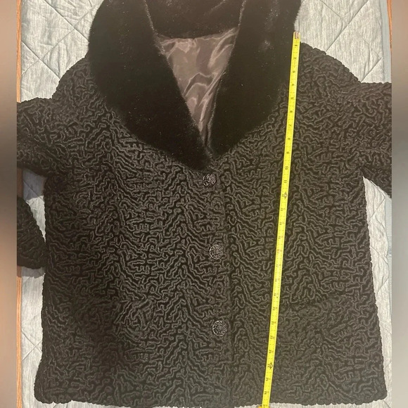 LUXURY PILE VINTAGE 60'S 70'S SZ M KARAKUL LEATHER LAMB
FUR MINK COLLAR COAT - Picture 8 of 9